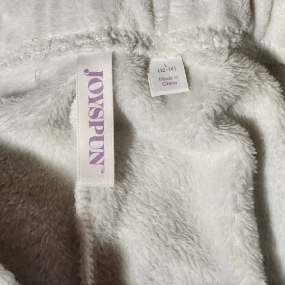 Women's Sz L Joyspun Hooded White Plush Pajama Set "Hot Cocoa & Fuzzy Socks" - Picture 10 of 12